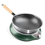 Abangdun Wok Induction Cooktop 1700W 120V Burner Induction Portable Electric Stove Hot Plate Single Burner, Stainless Steel Woks Included