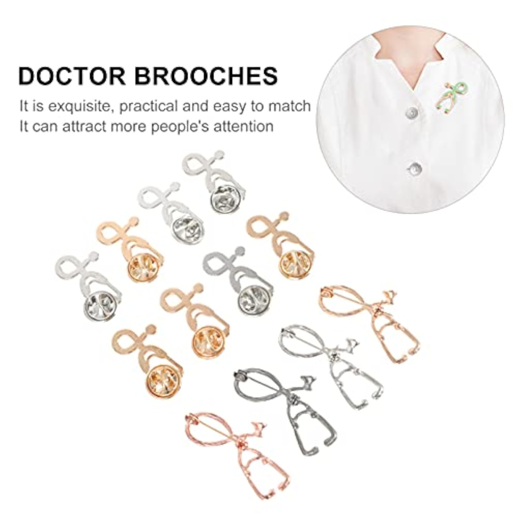 12 Piece Cute Stethoscope Brooch Pins for Medical Professionals