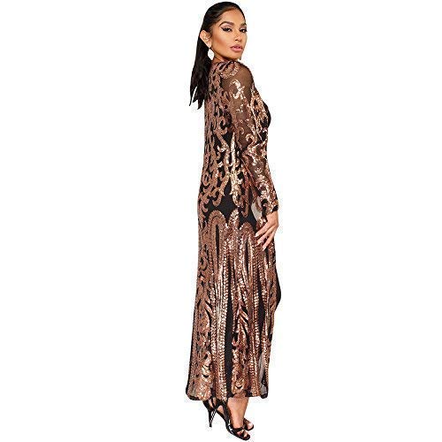 Vnytop Women Black Totem Sequin Applique Long Sleeve Perspective Long Cardigan Cloak #TOP5