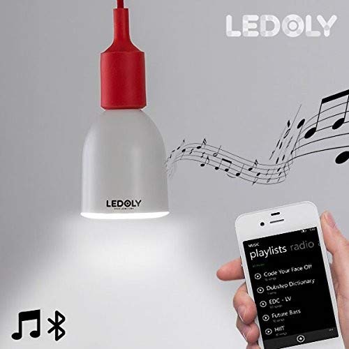 Bitblin Ledoly L1000 Bombilla LED Bluetooth con Altavoz E27, 7 W, Blanco, 8,5 x 14 cm