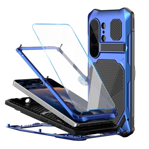 For Samsung Galaxy S26 Ultra�p �}�O�l�b�g�Ή��P�[�X ? �~���^���[�O���[�h�̑S�g�ی�J�o�[�A�L�b�N�X�^���h�t���A���ȑϏՌ��V�F��,Blue