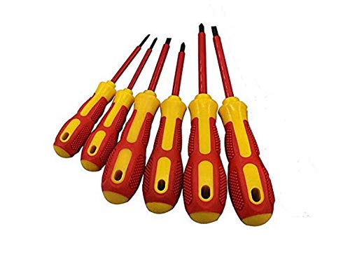 Lot de 6 tournevis isolés 1000 V Phillips et tournevis fendus pour réparation d'électriciens