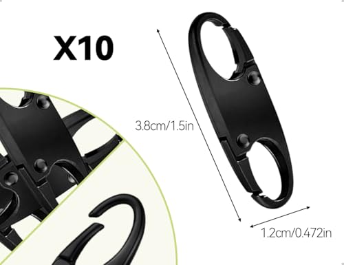 OHYANYAO 10 sztuk zamków błyskawicznych, zabezpieczenie przed kradzieżą, klips do plecaka, odpinanego zamka błyskawicznego, mini padlock, do bagażu, plecaka, torebki, torby, walizki (czarne)