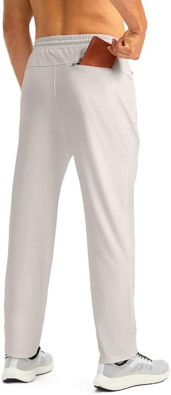 Pudolla Men's Athletic Pants with Zipper Pockets Stretch Workout Sweatpants Lightweight Running Joggers for Men - Image 2