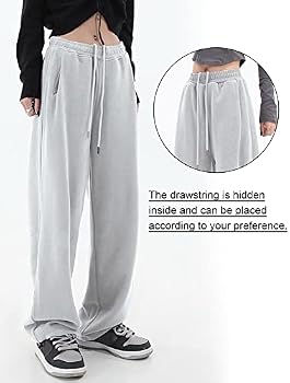 EBANKU Pantalon De Jogging Pour Femme Avec Bas Cinch Et Poches Survu00eatement Uni Pantalon Baggy 917096
