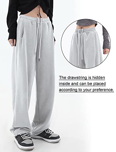 Feoya Girls Jogger Pants Elastic Waist Drawstring Sweatpants With Pockets Lightweight Running Workout Track Pants Light Grey L #TOP2
