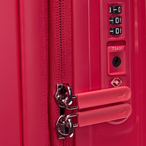 Mandarina Duck Logoduck + Metal Cabin EXP, Raspberry, Cabin, Logo Print and Metal, 44L, TSA Lock, 4 Double Spinner Wheels4