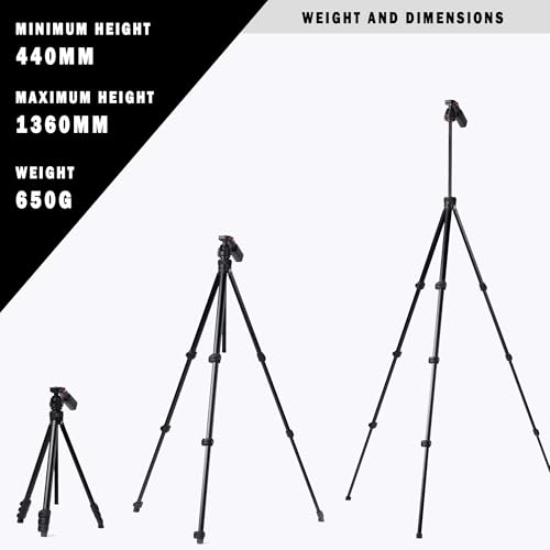 Image of Goocong O4 Lightweight Camera Tripod, 44-136 cm Height, 650g Weight, Quick-Lock Legs, Dual 1 /4 inch Mount