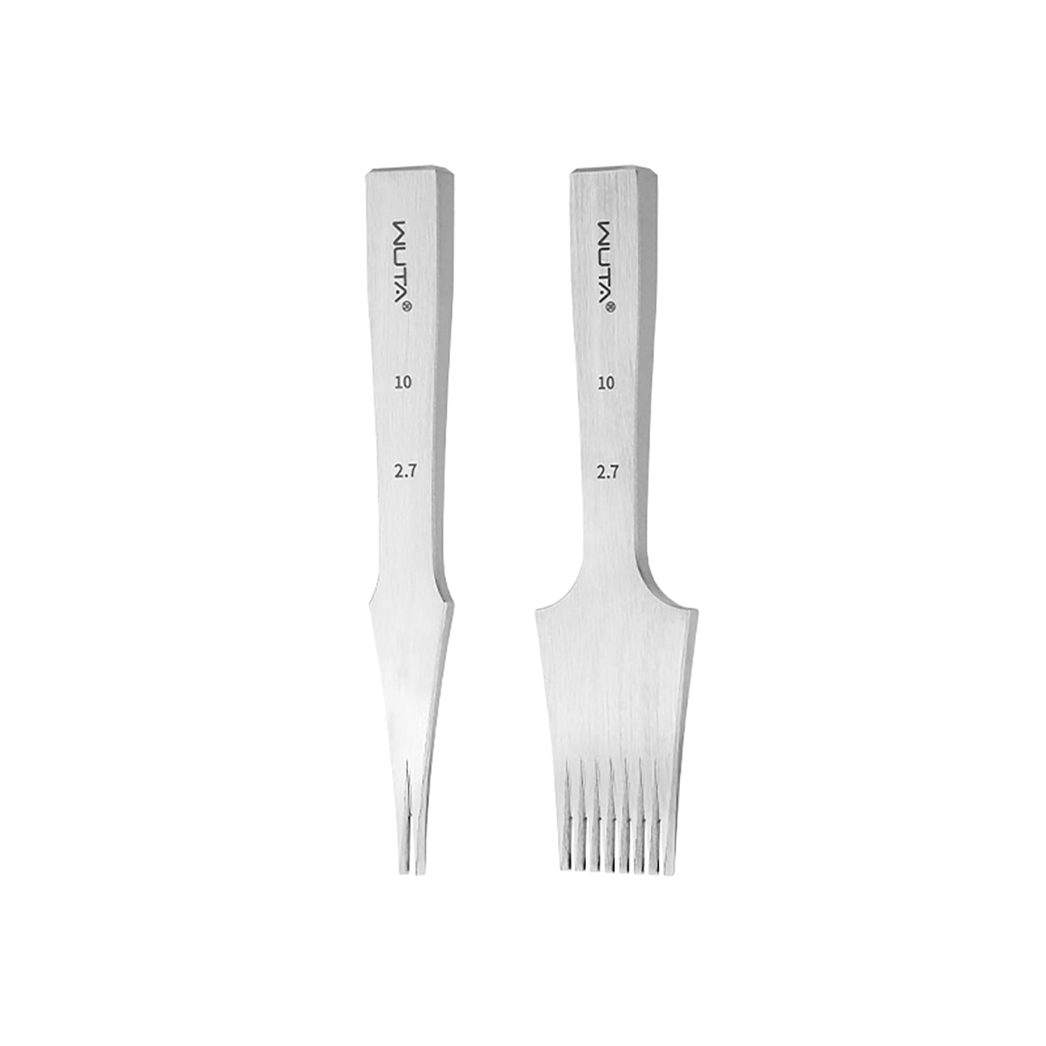 WUTA Leather Chisel All-Polished Die-Steel Puncher French Style Pricking Iron Sharp Leather Punching (Obverse, 2.7 mm 2 Teeth+8 Teeth)