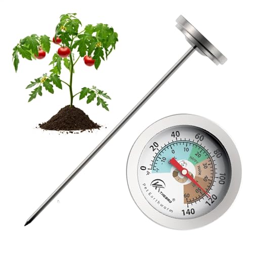 Thermomètre de jardin - Thermomètre de sol de jardin - 17,8 cm - Thermomètre géotherme à compost - Thermomètre à compost - Facile à enlever