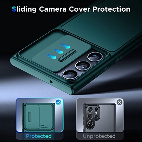 Simtect For Samsung Galaxy S23 Ultra Case With Camera Cover, [Military Drop Protection] [Snug Touch], Slim Protective Hard Back And Soft Edge Phone Case For Galaxy S23 Ultra Case 6.8 Inch- Green #TOP1