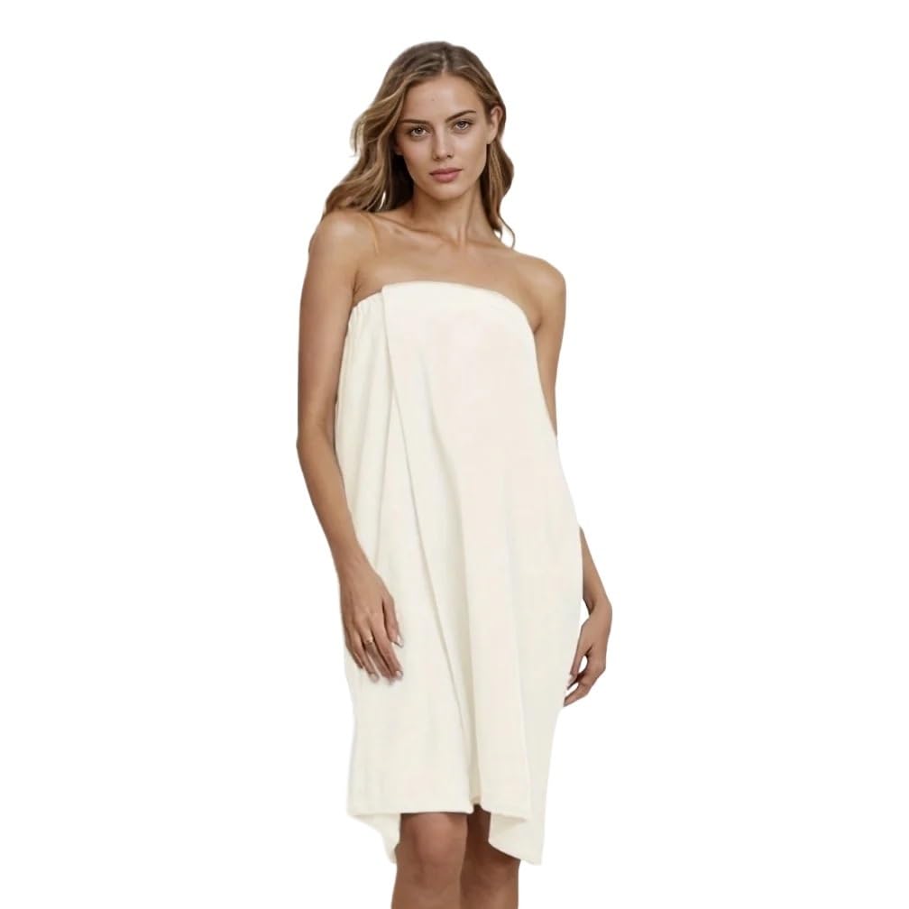 XINXIYUAN Soft Quick Dry Bathrobe Wrap Adjustable Towel Dress For Home Travel Spa Beach Swimming Pool(White)