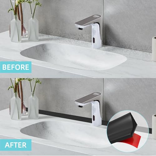 Image of Shower Threshold Water Dam,Walk in Shower Water Guard, Shower Dam Water Barrier Bathroom Sink Splash for Dry And Wet Separation Caulk Seal Strip Edge Trim (39Inch, Black)