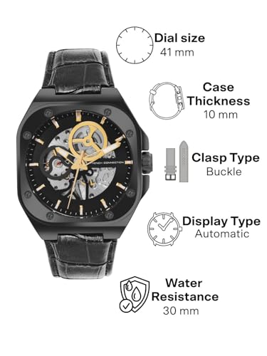 Image of French Connection Automatic Black Dial Men's Watch-FCA14BBL