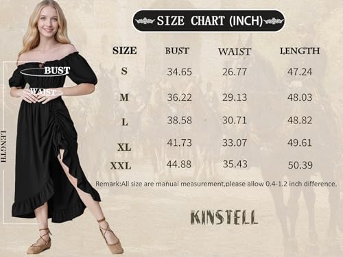 GOLDSTITCH Sukienka damska maxi z falbanami i gorsetem w stylu wiktoriańskim, renesansowym i średniowiecznym, morelowa