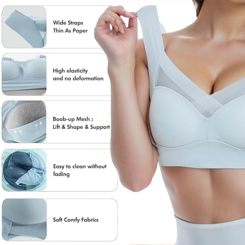 Zen Chic Bras for Older Women Seamless Wireless Posture Correcting Push Up Anti Sagging Full Coverage Ice Silk Bra3