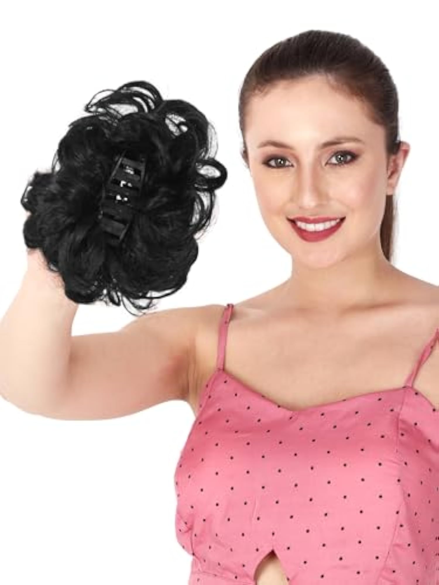 Women's Messy Curly Bun Synthetic Hair Extension with Claw Clip