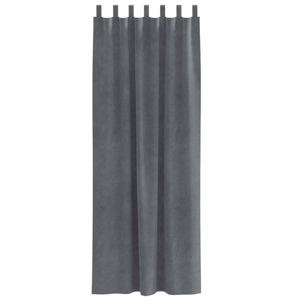 Verdunkelungsvorhänge 2er Set Hellgrau, 140 x 245 cm Samt, Vorhang Gardine Fensterdeko mit Stoffschlaufen für Schlafzimmer Wohnzimmer Sichtschutz Sonnenschutz Wärmeschutz innen
