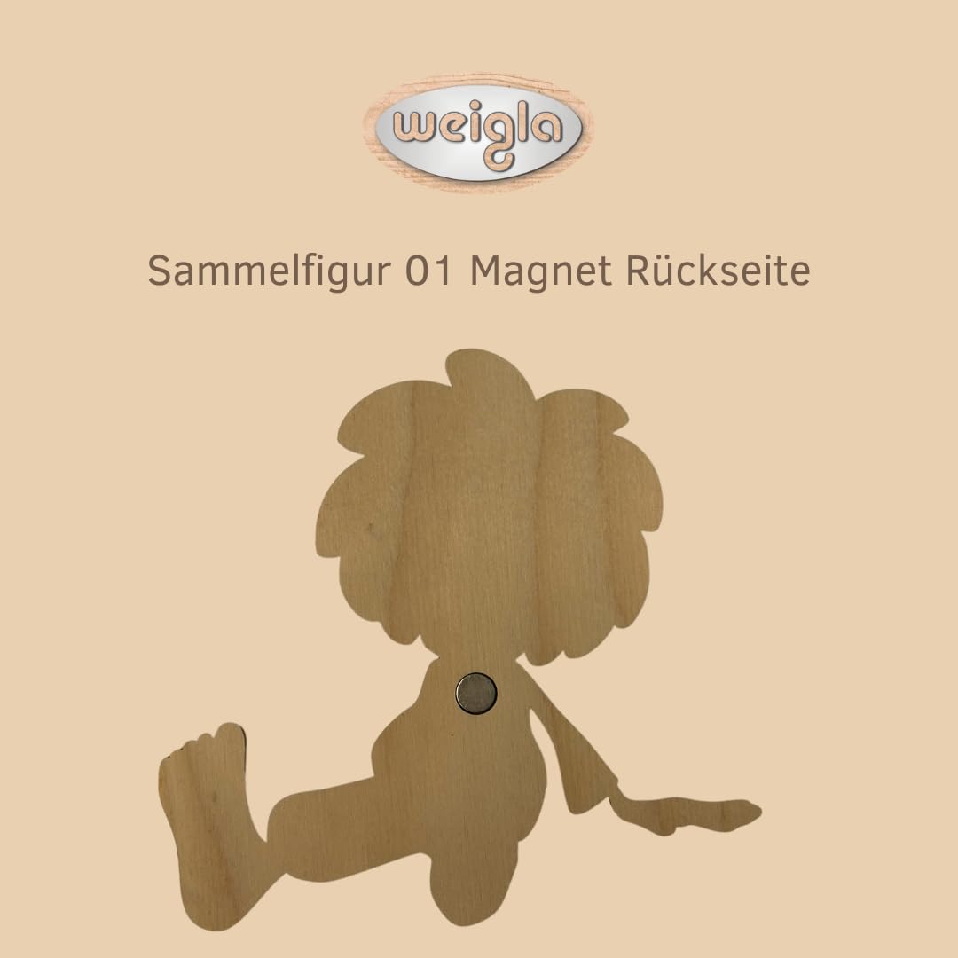 weigla - Magnetfigur Pumuckl 01 - locker sitzend I Magnet aus Holz – 15 x 15 x 0,6 cm I detailverliebte Sammlerfigur aus dem Erzgebirge I Pumuckl Deko-Magnet zum Sammeln, Verschenken & Dekorieren