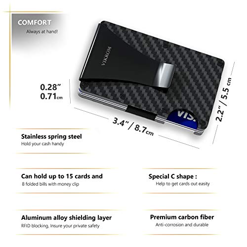 Carbon Fiber Wallet and Money Clip - RFID Blocking Front Pocket Wallet - Premium Minimalist Wallets for Men - Slim Credit Card Holder - Business Card Holder - Mens Wallet - Aluminum Metal Wallet - Thumbnail 7
