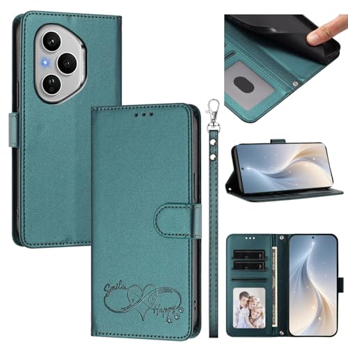 Jiajihua Cover Compatible with Honor 400 Pro 5G Phone Case【Card Cash Slot Wallet Design Flip Kickstand Drop Protection】 Green