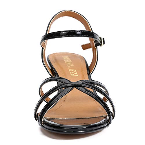 Image of MAIERNISI JESSI Unisex Men's Women's Strappy Sandals, Kitten Heel, Slingback, Open Toe, Dress Shoes