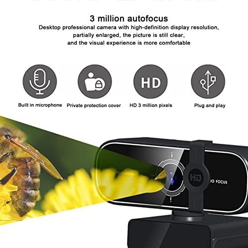 Elprico AutoFocus-Webcam, High-Definition-Computerkamera Blickwinkel Einstellbar USB-Streaming-Webcam für OS X für Win10 1080p-Webcam für Videoanrufe – Bild 8