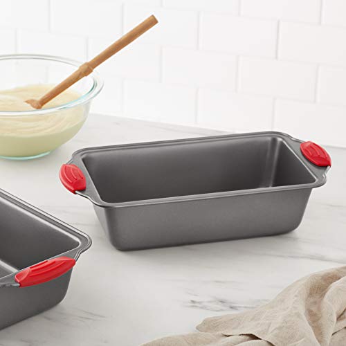 Amazon Basics Non-Stick Loaf Pan, 9 X 5-Inch, Gray With Red Grips, 2-Pack #TOP4