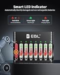 EBL Remboursé AAA Batteries, 8 Pack de piles triple A 1300mWh Longue durée avec 1.5V & 1.2V Chargeur rapide pour AA AAA Batterie Ni-MH Ni-CD