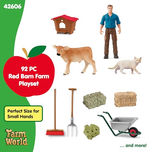 Image of Schleich Farm World - 64Pc Red Barn with Animals and More - Kids 3+ | 42606