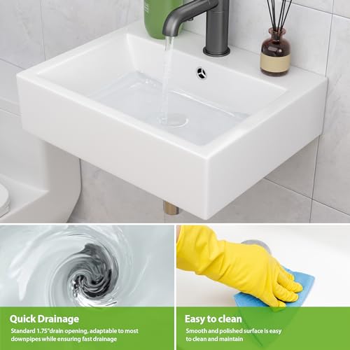 Lavabo rectangular de baño suspendido para ganar espacio en aseos pequeños 6