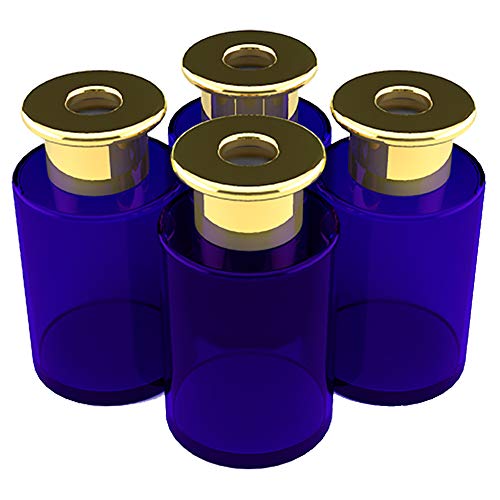 Feel Fragrance Glass Diffuser Bottles Blue Diffuser Jars with Silver Caps Set of 4 â€“ 4.2 inches High, 120ml 4.06 Ounce. Fragrance Accessories Use for DIY Replacement Reed Diffuser Sets.