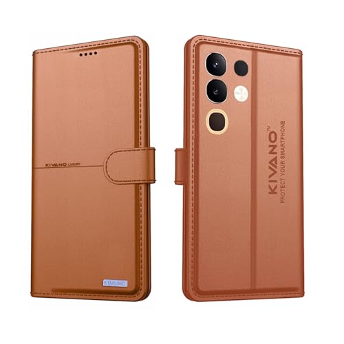 Image of Compatible for Vivo Y31 Pro 5G / Vivo T4X 5G / IQOO Z10X 5G Flip Cover | Leather Finish | Inside Pockets & Inbuilt Stand | Shockproof Wallet Style Magnetic Closure Back Cover Case