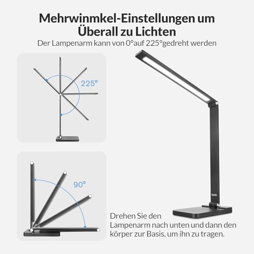 mafiti Schreibtischlampe LED Dimmbar Tischlampe 5 Farb und 3 Helligkeitsstufen, Augenfreundliche Nachttischlampe, USB-Anschluss für Leser… – Ansicht 5