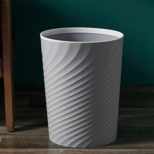 Caneca de basura redonda gris grande para cocina miniatura 7