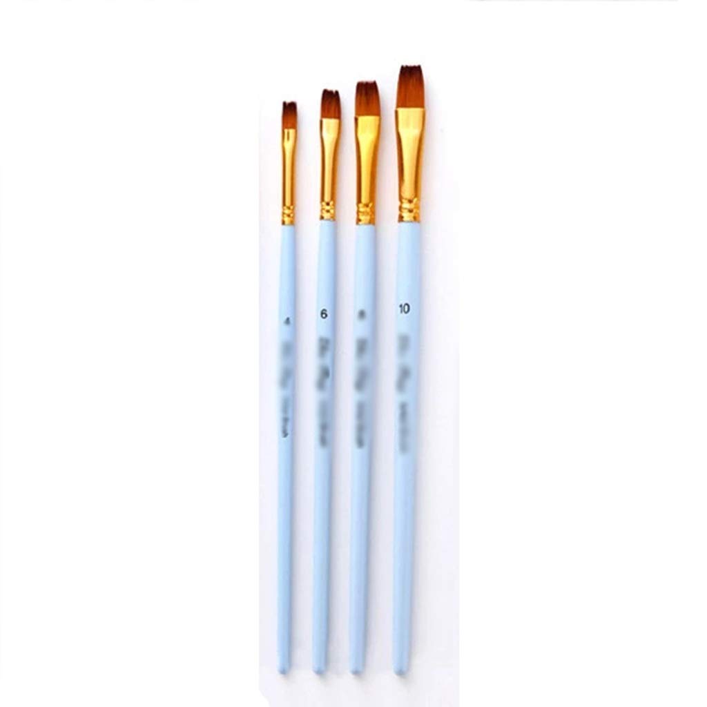 Ensemble de 4 pinceaux pour Aquarelle, Poils en Nylon et Manche en Bois, Finition Mate, Stylet et Pinceau à Huile.,D