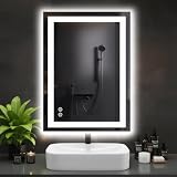 DUMOS 24.1'x32.1' LED Bathroom Mirror, Smart Anti-Fog Bathroom Vanity Mirror with Front Light & Backlit, 3 Color Temperatures, Dimmable, Memory Function