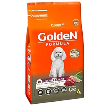 Ração Golden Fórmula Mini Bits Para Cães Adultos Pequeno Porte Sabor Carne E Arroz, 1Kg Premier Pet Para Todas Pequeno Adulto,