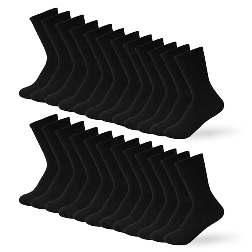 YOUNGTIME Cotton Thin Athletic Ankle Socks,12 Pairs, Black, Size 5-9