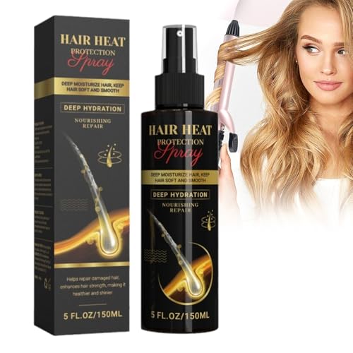 Eazerom 01 Spray Heat Protect, 150ml,Heat Defence Spray Leave In Desenreda Y Protege Del Calor,Protector de Calor y Reparador del Pelo Dañado y Seco,Protector de Calor para el Pelo Seco