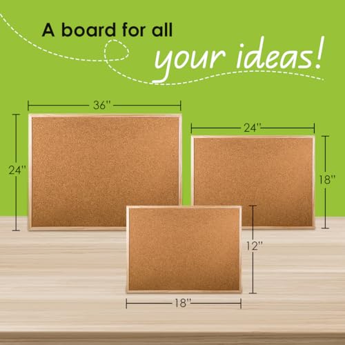 Office Works Cork Bulletin Board with Pinewood Frame, Versatile Wall Mount Cork Board, Ideal for Office, Classroom, and Home Use, Classic Beige, 12" x 18" image 5