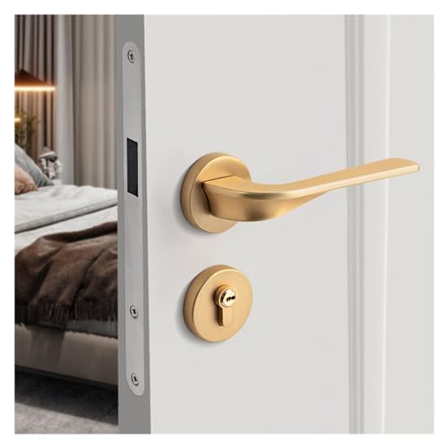 Serrure dorée de porte magnétique haut de gamme en cuivre brossé pour intérieur - 4