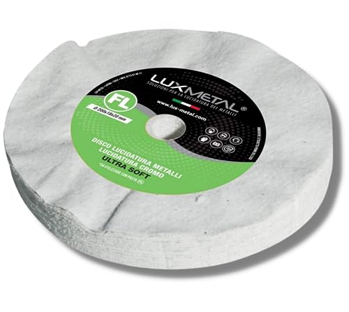 Lux Metal - Disque de Polissage Excellente sur tous les Métaux (Ultra Soft 200 mm) - Idéal pour Aluminium, Acier Inoxydable, Laiton, Cuivre, Bronze, Fer,...