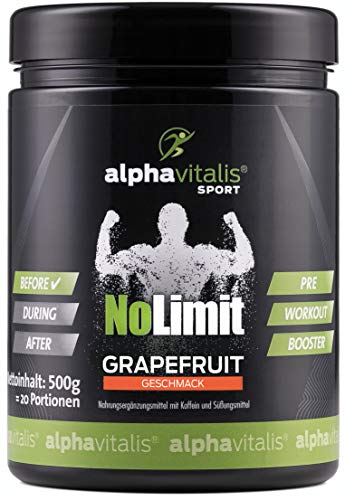 HARDCORE XXL PRE WORKOUT BOOSTER No Limit mit AAKG L-Arginin, L-Citrullin, Creatine, beta Alanin, Taurin, Koffein uvm. 500g