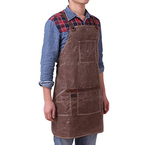 LAIABOR Mandil de Soldador de Cuero, Múltiples Bolsillos, Sistema de Correas Cruzadas -...