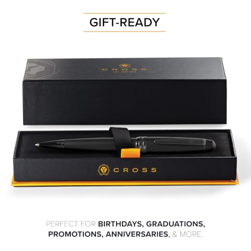 Image of Cross Bailey Matte Black Refillable Rollerball Pen ? Medium Point, Black Ink, Presented in a Premium Gift Box