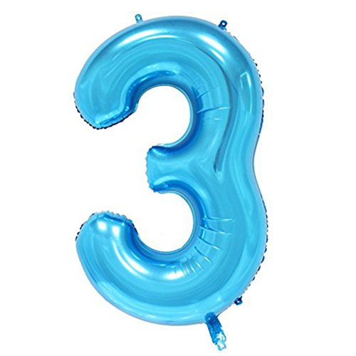 Tellpet Blue Number 3 Balloon, 40 Inch
