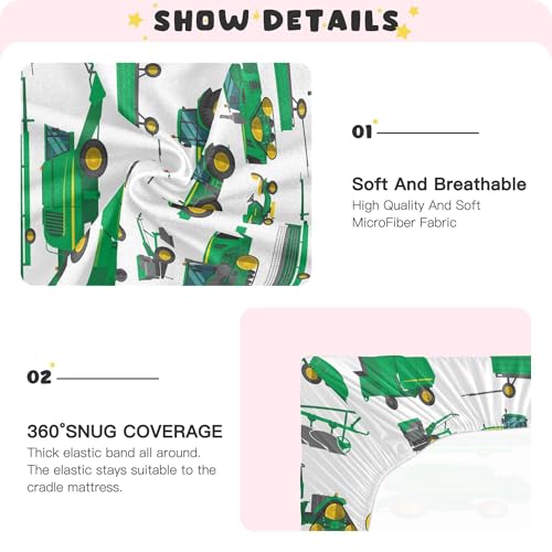 Image of Vehicles Tractor Trailers Crib Sheets Soft Breathable Fitted Baby Crib Sheets Mattress Cover for Girls Boys, 52 inch x 28 inch x 9 inch