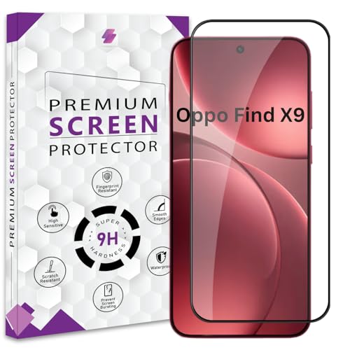 Image of Premium HD+ Tempered Glass Screen Protector Guard For Oppo Find X9 5G (6.59 Inch, Pack of 1) | Edge to Edge Coverage With Easy to installation kit