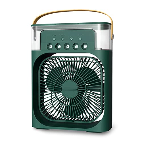 Genérico Ventilador De Aire Acondicionado Portátil, Humidificador De Aire con Luz Nocturna USB, Mini Enfriador Evaporativo, 3 Velocidades De Viento Ajustables (Green)